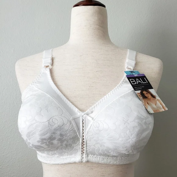 Bali NWT Spa Closure Wirefree White Bra With Floral Pattern, Size 36C - Picture 4 of 16